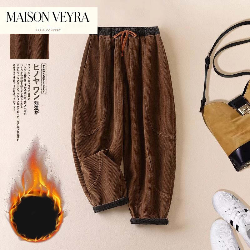 Corduroy Pant Warm - Kadife harem pantolonu kadın sonbahar ve