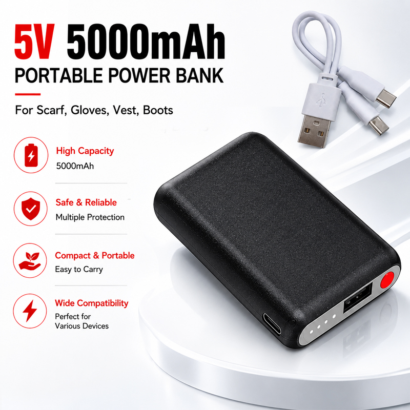 Heated Vest Battery - 5V 5000mAh Isıtmalı Eldiven Bataryası, Mobil
