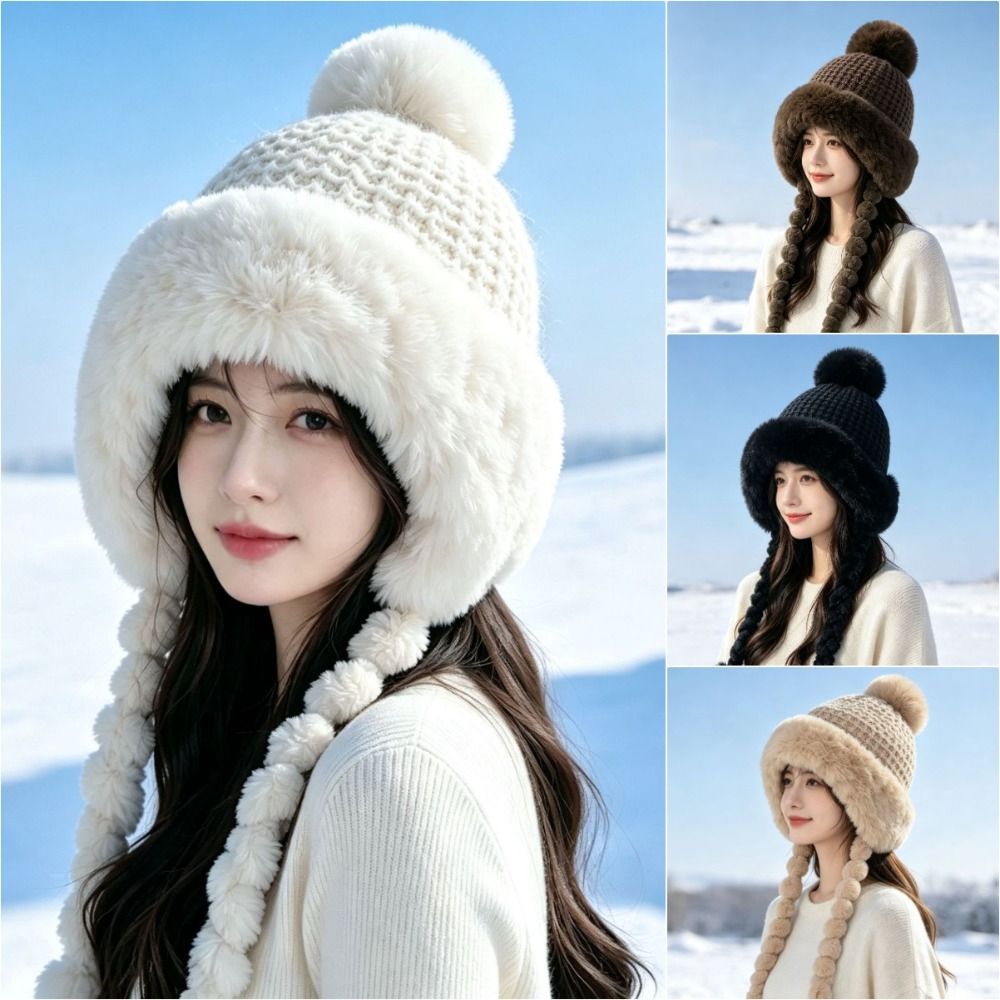 Knit Beanie Hat Warm - Moda Kalınlaştırılmış Bere Şapka, Polar Astarlı,