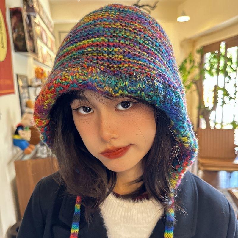 1 adet yeni gökkuşağı çizgili  - Knit Beanie Hat Warm incelemesi ve fiyatı